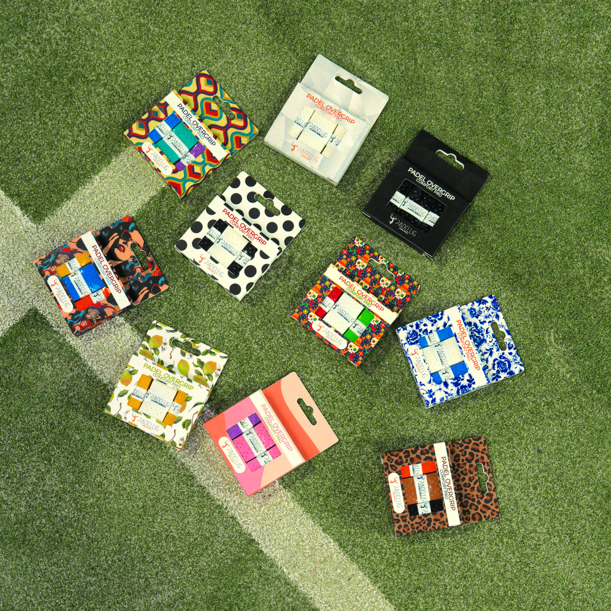 Padellig DIA DE LOS MUERTOS giftbox de surgrips - Surgrip - Grip - Ruban de préhension - Comfort Pro - Padel - Surgrip tennis - Surgrip padel - Vert, Blanc, Rouge - 3 pièces