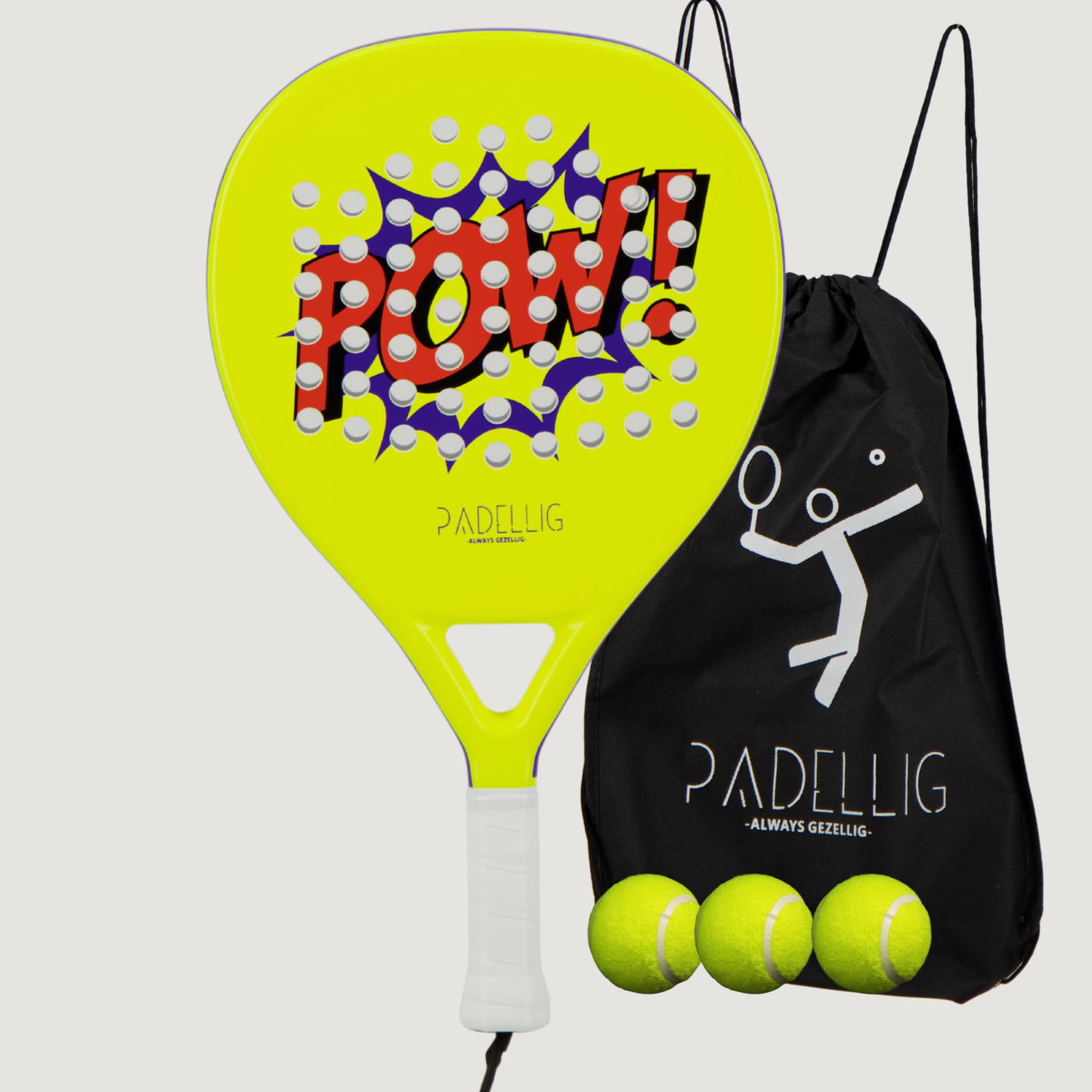Padelracket Padellig Full Carbon POW! edition – Inclusief tas & 3 ballen
