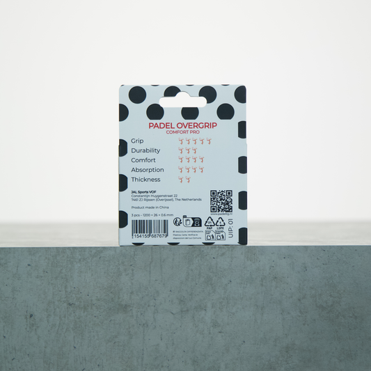 Padellig POLKA DOT overgrip giftbox - Overgrip - Grip - Griptape - Comfort Pro - Padel - Tennis overgrip - Padel overgrip - Black, White, Black - 3 pieces
