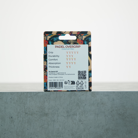 Padellig POP-ART overgrip giftbox - Overgrip - Grip - Griptape - Comfort Pro - Padel - Overgrip tennis - Overgrip padel - Geel, Blauw, Oranje - 3 stuks