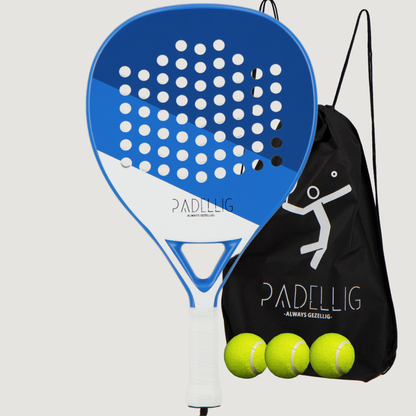 Padelracket Padellig Full Carbon Blue Delight – Inclusief tas & 3 ballen
