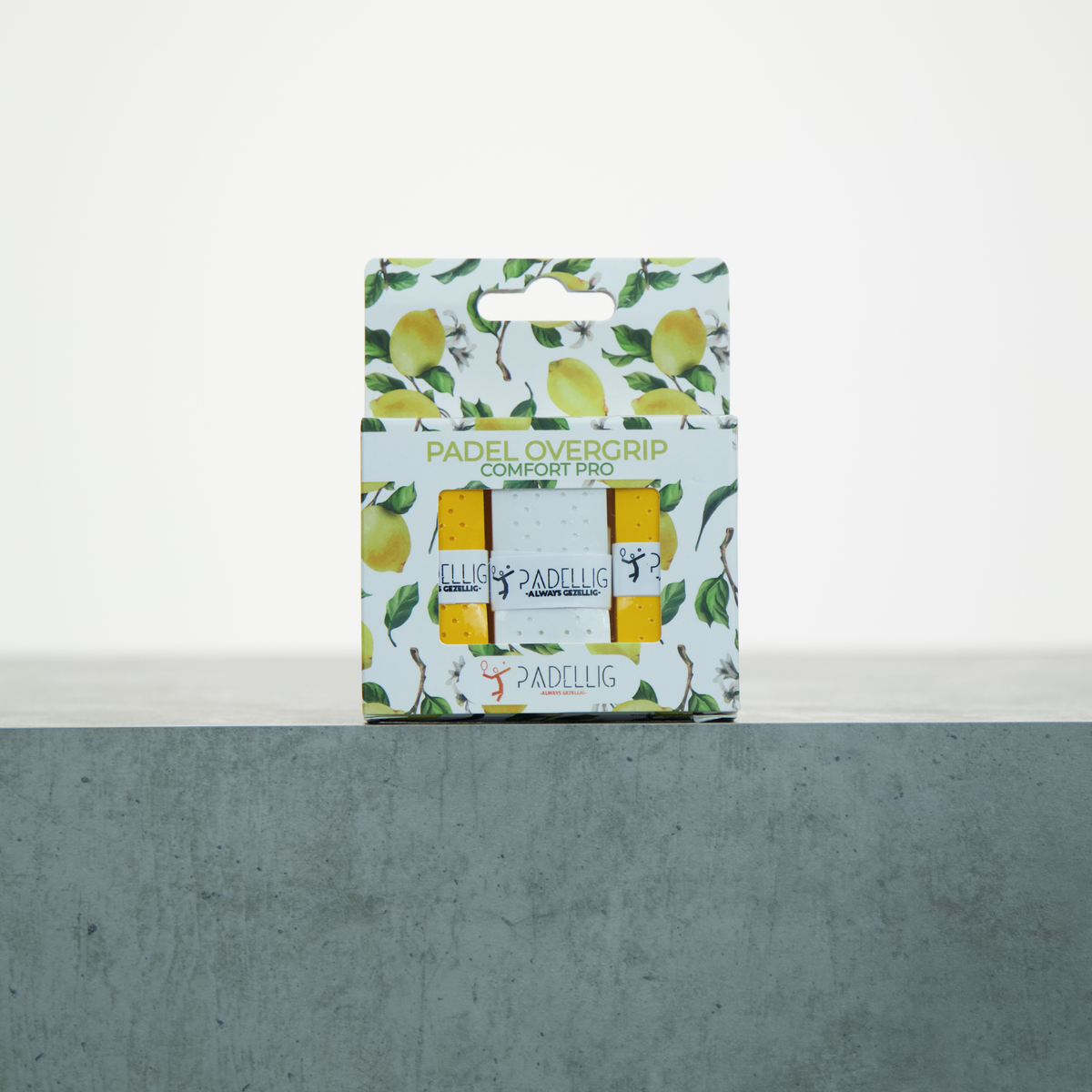 Padellig LEMON TREE overgrip giftbox - Overgrip - Grip - Griptape - Comfort Pro - Padel - Overgrip tennis - Overgrip padel - Jaune, Blanc, Jaune - 3 pièces