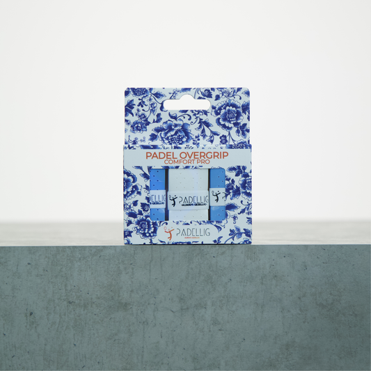 Padellig DELFTS BLAUW overgrip giftbox - Overgrip - Grip - Griptape - Comfort Pro - Padel - Overgrip tennis - Overgrip padel - Blauw, Wit, Blauw- 3 stuks