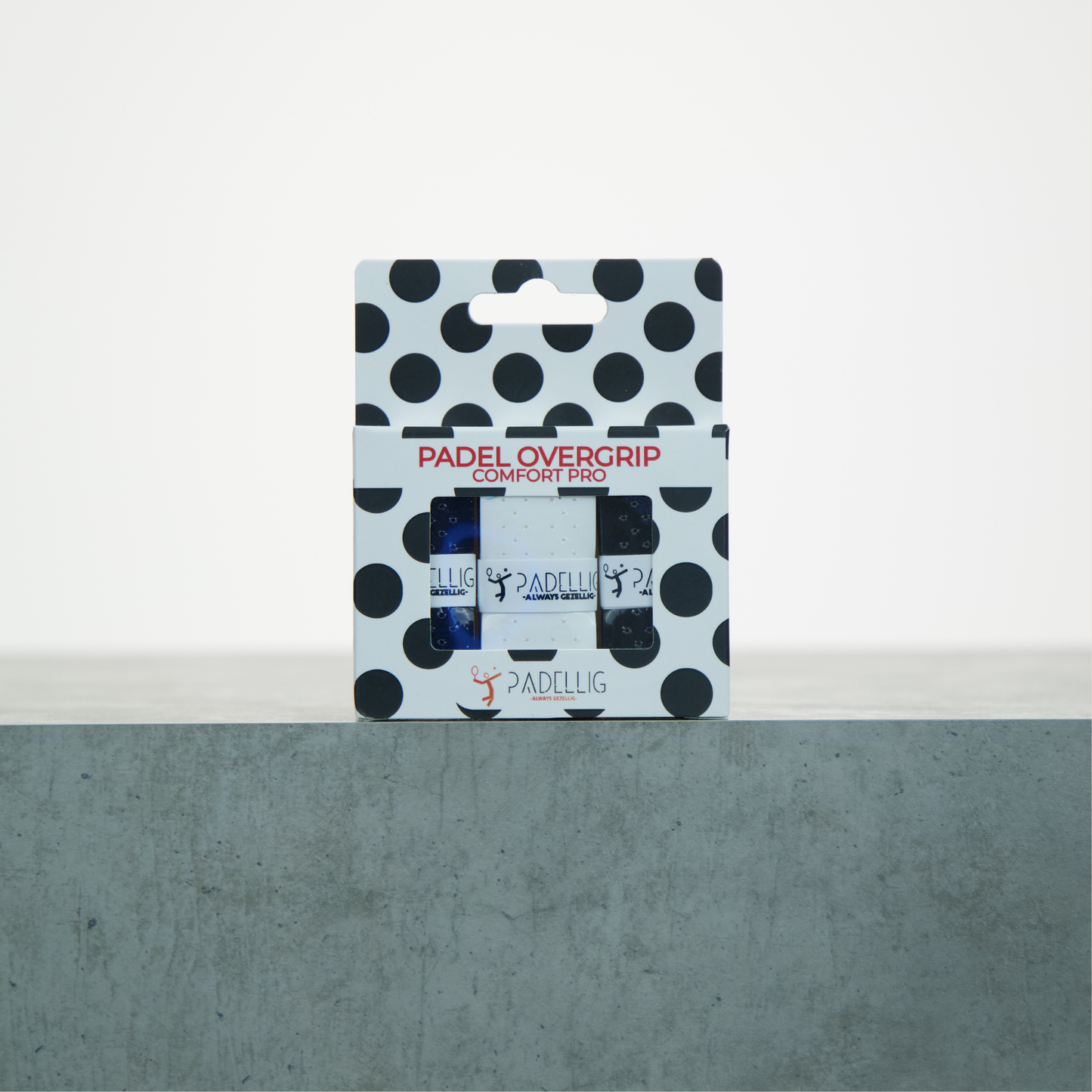 Padellig POLKA DOT overgrip giftbox - Overgrip - Grip - Griptape - Comfort Pro - Padel - Overgrip tennis - Overgrip padel - Zwart, Wit, Zwart - 3 stuks