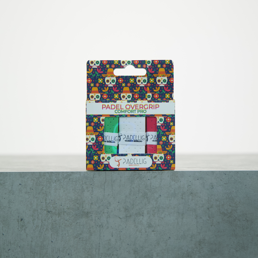 Padellig DIA DE LOS MUERTOS overgrip gift box - Overgrip - Grip - Griptape - Comfort Pro - Padel - Tennis overgrip - Padel overgrip - Green, White, Red - 3 pieces