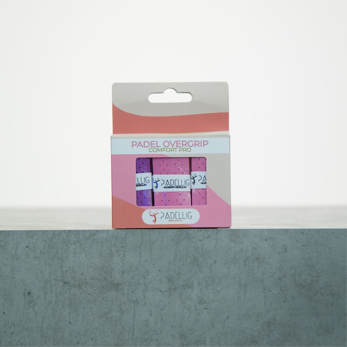 Padellig PADEL PASTEL overgrip giftbox - Surogrip - Grip - Ruban de préhension - Comfort Pro - Padel - Surogrip tennis - Surogrip padel - Rose/Lila, Violet, Rose/Lila - 3 pièces
