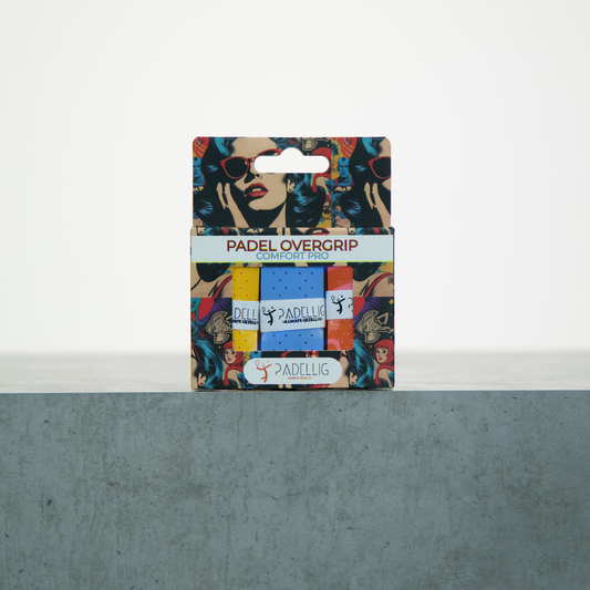 Padellig POP-ART overgrip giftbox - Overgrip - Grip - Griptape - Comfort Pro - Padel - Overgrip tennis - Overgrip padel - Geel, Blauw, Oranje - 3 stuks