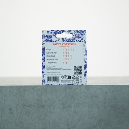 Padellig DELFTS BLAUW overgrip giftbox - Overgrip - Grip - Griptape - Comfort Pro - Padel - Overgrip tennis - Overgrip padel - Blauw, Wit, Blauw- 3 stuks