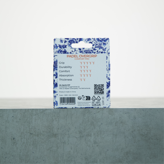 Padellig DELFTS BLAUW overgrip giftbox - Overgrip - Grip - Griptape - Comfort Pro - Padel - Overgrip tennis - Overgrip padel - Blauw, Wit, Blauw- 3 stuks