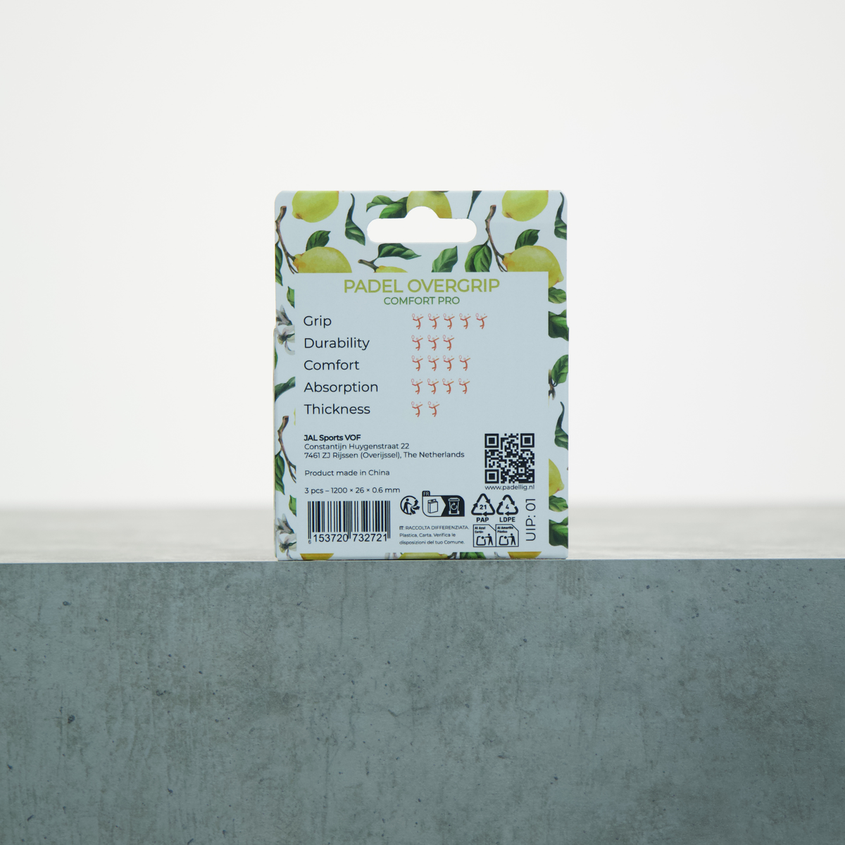 Padellig LEMON TREE overgrip giftbox - Overgrip - Grip - Griptape - Comfort Pro - Padel - Overgrip tennis - Overgrip padel - Jaune, Blanc, Jaune - 3 pièces