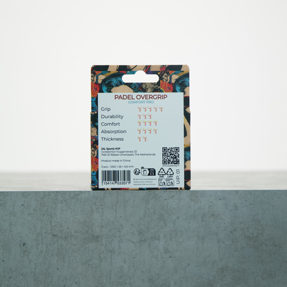 Padellig POP-ART overgrip giftbox - Overgrip - Grip - Griptape - Comfort Pro - Padel - Overgrip tennis - Overgrip padel - Geel, Blauw, Oranje - 3 stuks