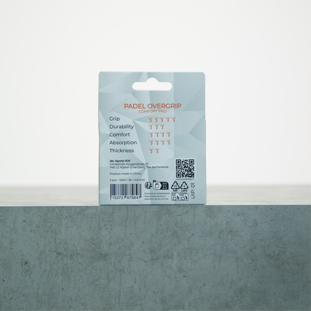 Padellig ALL-IN WHITE overgrip giftbox - Overgrip - Grip - Griptape - Comfort Pro - Padel - Overgrip tennis - Overgrip padel - Wit, Wit, Wit- 3 stuks