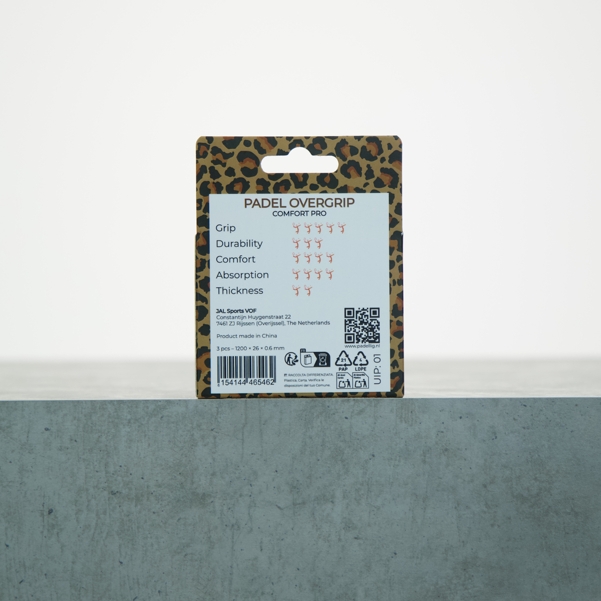 Padellig PANTER overgrip giftbox - Overgrip - Grip - Griptape - Comfort Pro - Padel - Overgrip tennis - Overgrip padel - Oranje, Bruin, Zwart - 3 stuks