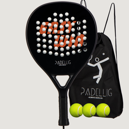 Padelracket Padellig Full Carbon EASY WIN – Inclusief tas & 3 ballen