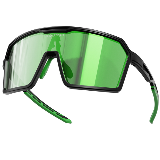 Padel Glasses - Wizard-008 - Matte black | clear to full green Revo